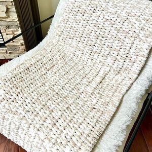Brand New Beautiful Oak and Ivory Hand Crochet Blanket
